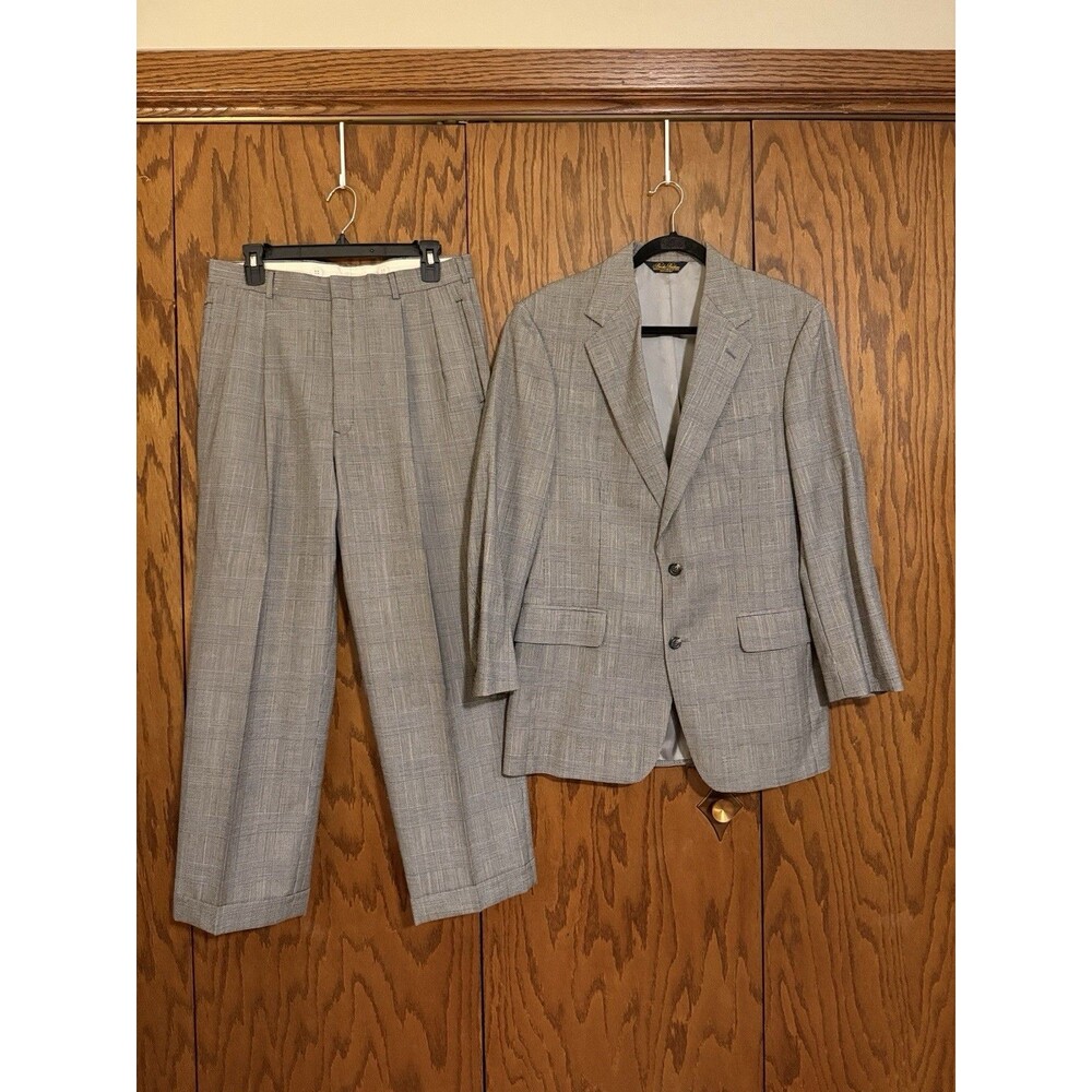 Vintage Brooks Brothers Makers 100% Wool Glen Plaid Suit 38R